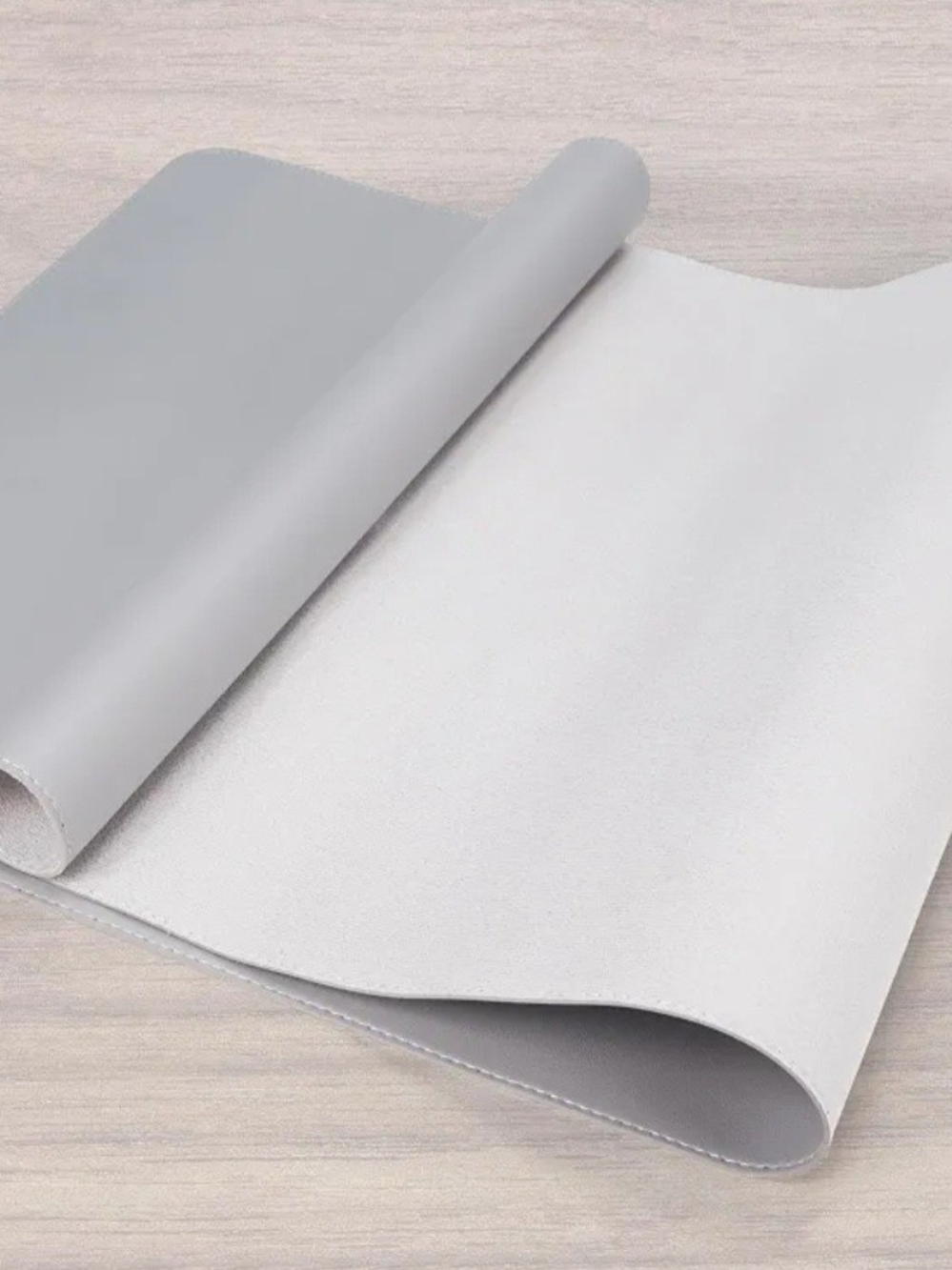 Gray Biege Desk Mat Desk Protector Vegan Leather 23.5x13.5in NIB